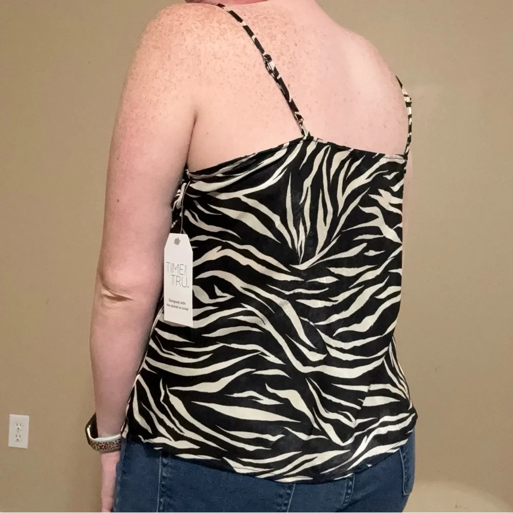 Time & Tru | Satin Zebra Print Tank Top - Picture 2 of 6